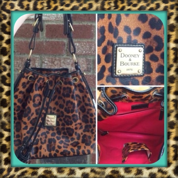 Dooney & Bourke Handbags - Dooney and Bourke Leopard Drawstring Bucket Bag